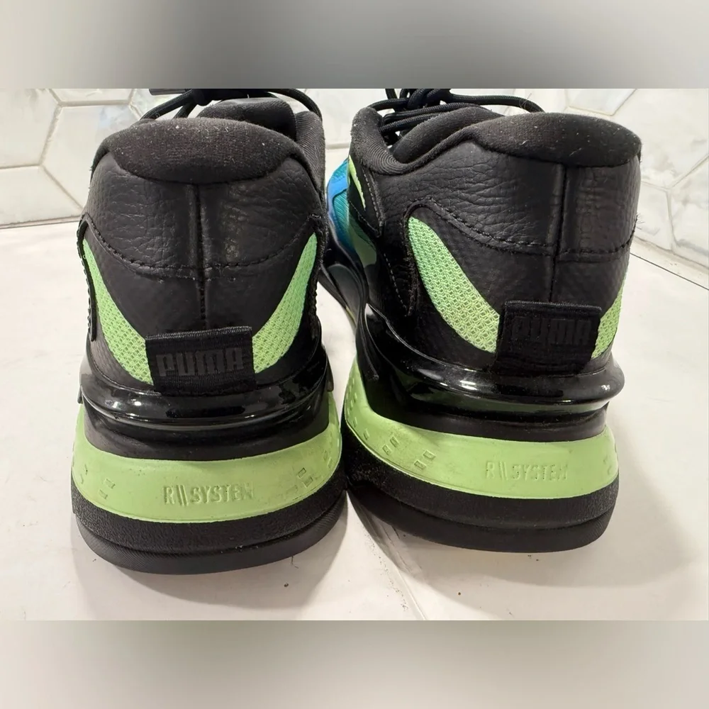 Puma RS-Fast LS Men’s Size 11 Black & Ocean Dive (Blue & Lime Green) EUC